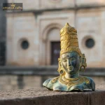 Brass Buddha Face Idol | Deep Ocean Patina Finish 1 1 4 eMetalCrafts