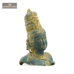 Brass Buddha Face Statue - Azure Bhatti Patina Finish 3 3 5 eMetalCrafts