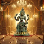 Brass Laxmi Statue Dark Green Golden Finish 1 351 eMetalCrafts