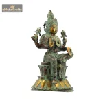 Brass Laxmi Statue Dark Green Golden Finish 2 352 eMetalCrafts