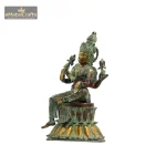 Brass Laxmi Statue Dark Green Golden Finish 3 353 eMetalCrafts