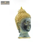 Brass Buddha Face Statue Bhatti Patina Finish 4 4 6 eMetalCrafts