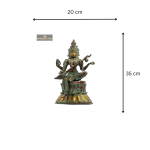 Hindu Goddess Idol Saraswati Statue Dark Green Golden Finish 5 Add a little bit of body text 5 1 eMetalCrafts