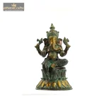 Lord Ganesha Statue on a Lotus Pedestal Brass Patina Finish 2 DSC04042 1 eMetalCrafts