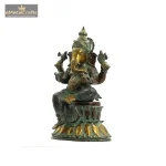 Lord Ganesha Statue on a Lotus Pedestal Brass Patina Finish 3 DSC04044 eMetalCrafts