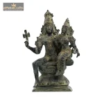 Pure Brass Shiv Parwati Idol Pair Bhatti Patina Finish 2 DSC04145 1 eMetalCrafts