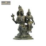 Pure Brass Shiv Parwati Idol Pair Bhatti Patina Finish 4 DSC04151 eMetalCrafts