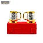 Golden Silver Plated Brass Coffee Mug Set Gift Box 4 DSC04308 eMetalCrafts
