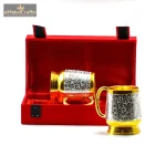 Golden Silver Plated Brass Coffee Mug Set Gift Box 5 DSC04316 eMetalCrafts