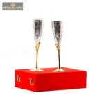 Silver-Plated 2 Wine Brass Glasses Gift Box 2 DSC04353 eMetalCrafts