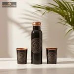 Pure Copper Water Bottle Set 1 Litre with 2 Glasses 1 Pure Copper Water Bottle