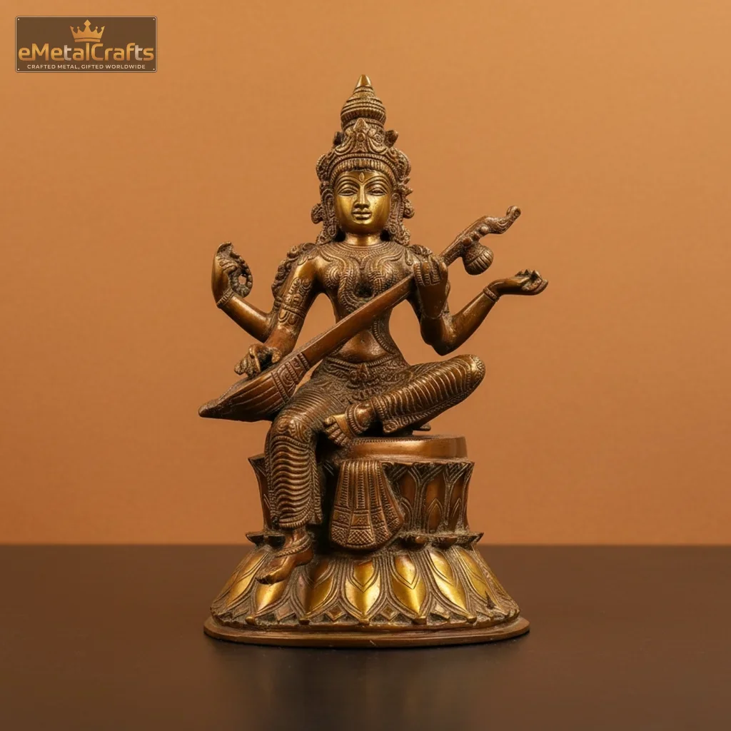 Brass Sarasvati Mata Idol Brass Sarasvati Mata Idol