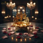 Decorative Brass Urli Bowl With 5 Diya 1 brass urli bowl