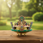 Brass peacock urli