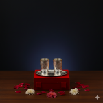 2 brass glass set with tray