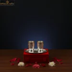 Silver-Plated 2 Brass Glasses with Tray Red Velvet Gift Box 1 2 brass glass set with tray