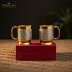 Golden Silver Plated Brass Coffee Mug Set Gift Box 1 coffee mug set